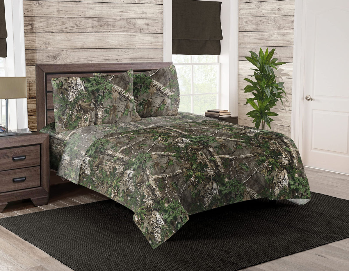 Northwest Realtree Sheet Set, 4-Piece Queen, Realtree Xtra Green Camo