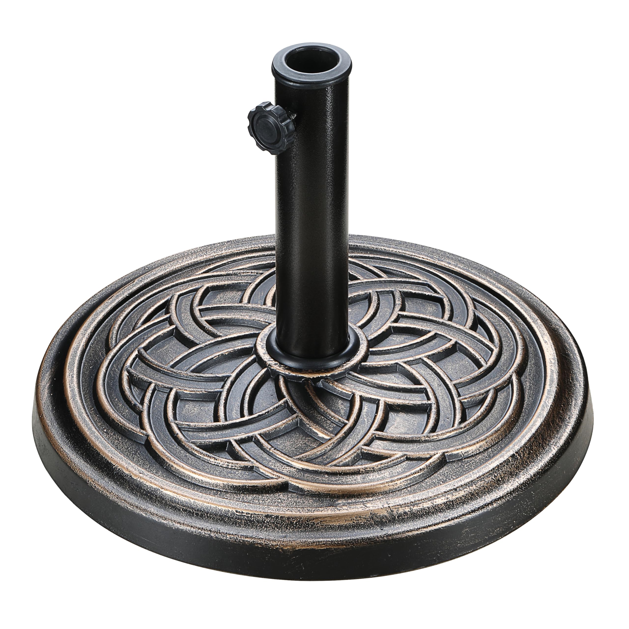 Yssoa 24.2Lbs Heavy Duty Outdoor Umbrella Base 17.72' Round Market Umbrellas Stand For Patio, Garden, Lawn, Bronze