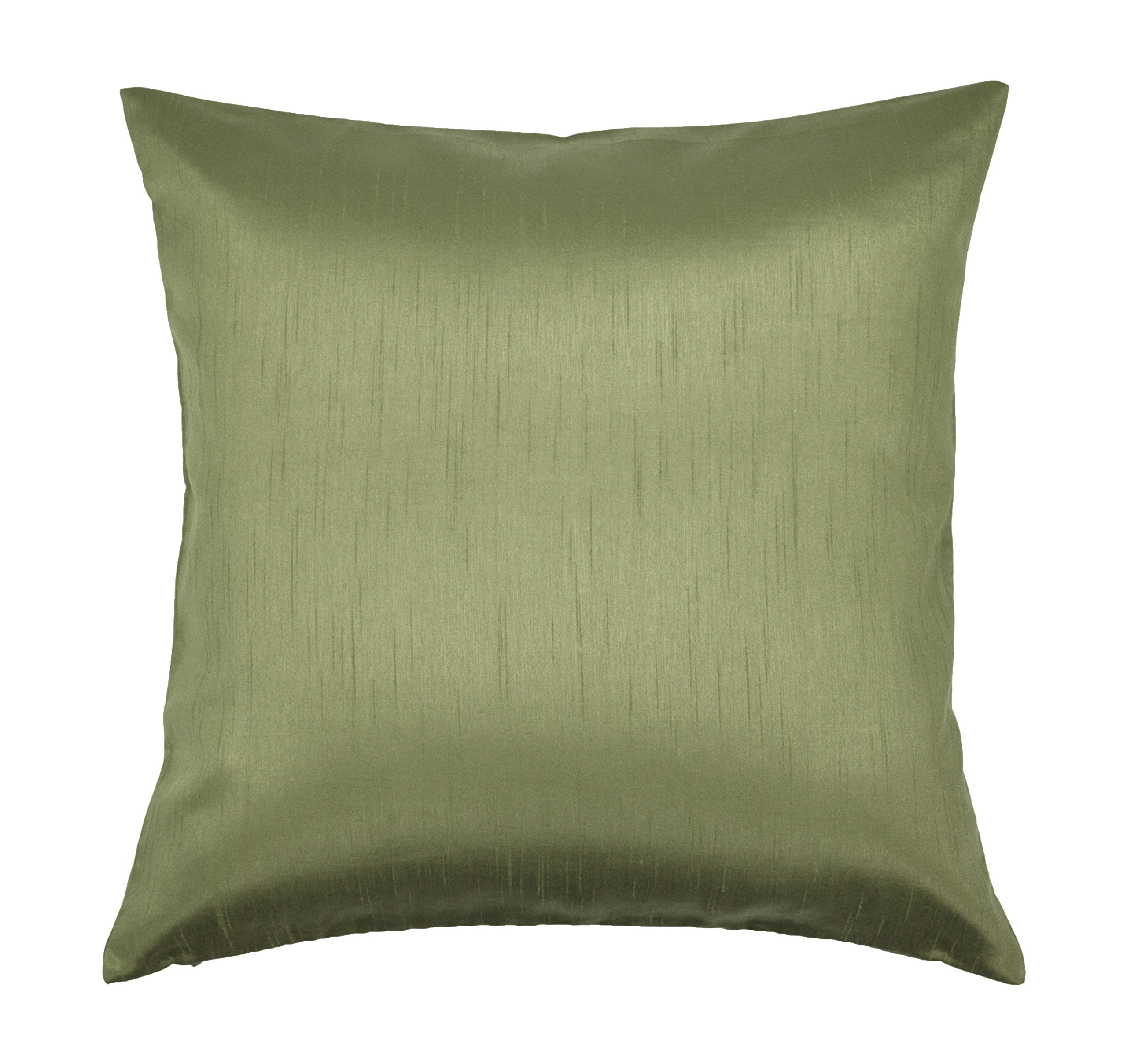 Aiking Home Solid Faux Silk Decorative Pillow Cover, Zipper Closure, 18 By 18 Inches, Sage