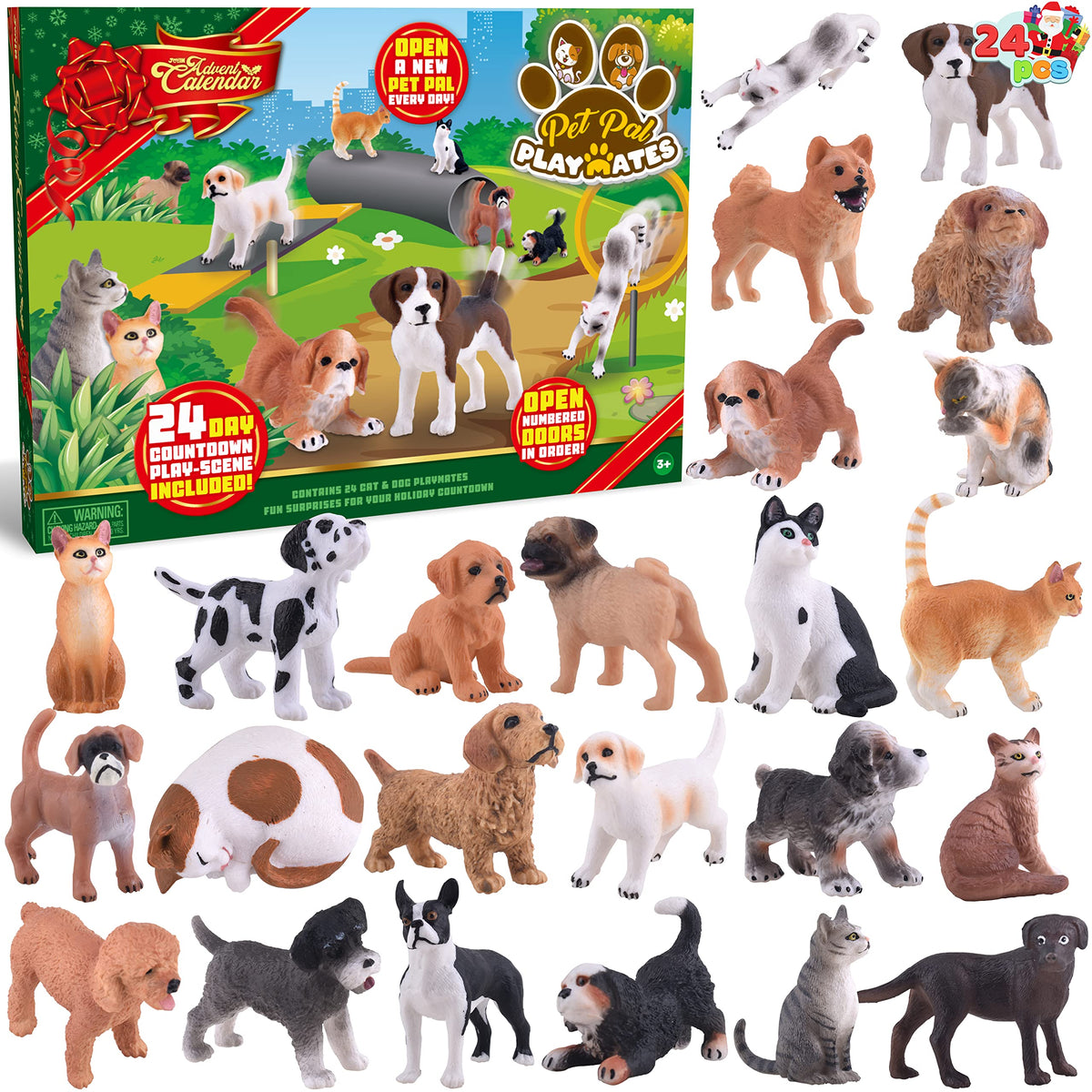 JOYIN Christmas Advent Calendar 2024, Dog Cat Advent Calendar,24 Days Countdown Calendar with Dog Cat,Christmas Party Favor Gift