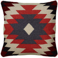 Rizzy Home | T05811 | Poly Fill Decorative Pillow | 18"x18" Orange/Black/Blue Large Central Motif