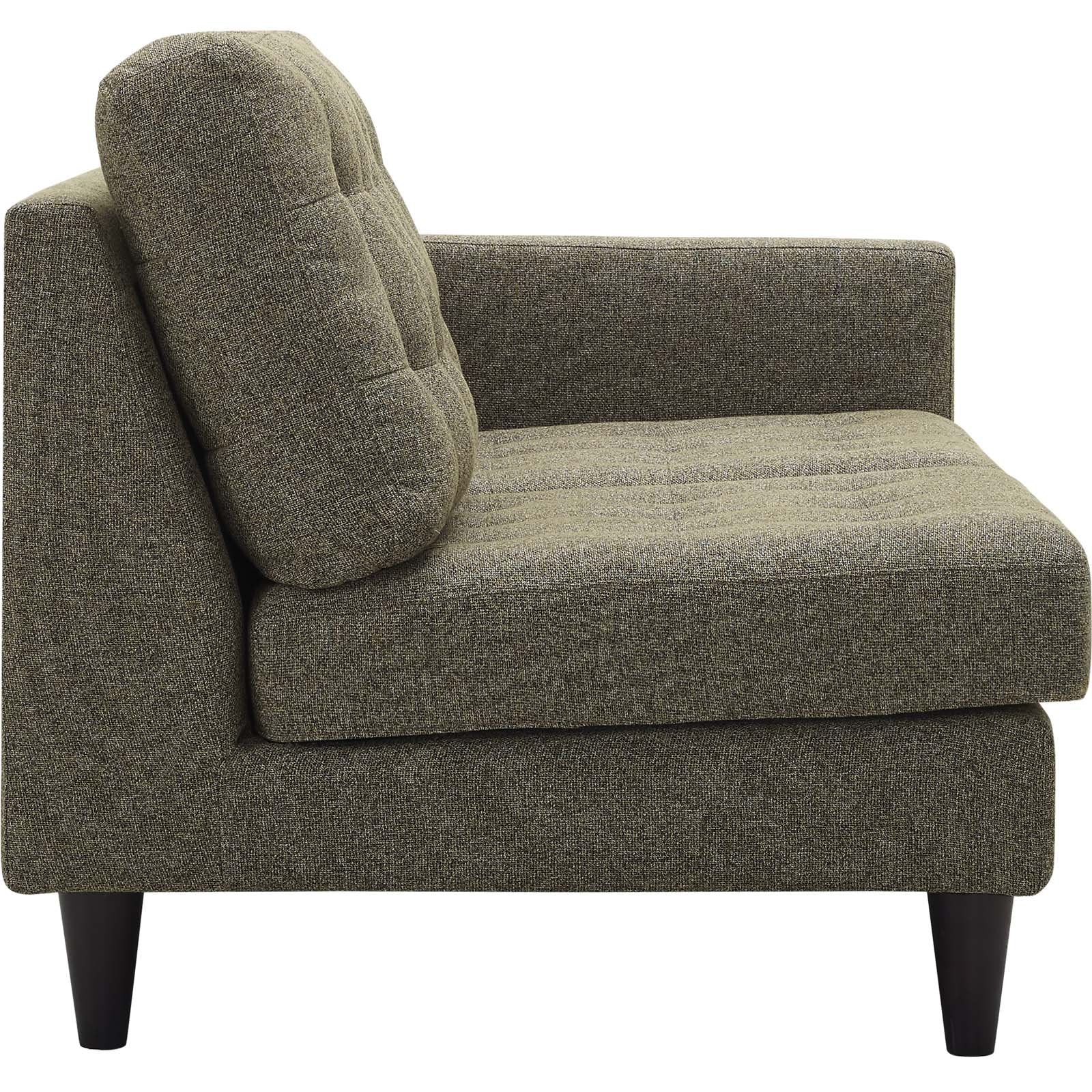 Modway Empress Mid-Century Modern Upholstered Fabric Right-Arm Loveseat In Oatmeal