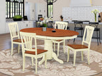 East West Furniture Avon 5 Piece Room Furniture Set Includes an Oval Wooden Table with Butterfly Leaf and 4 Kitchen Dining Chairs, 42x60 Inch, Buttermilk & Cherry