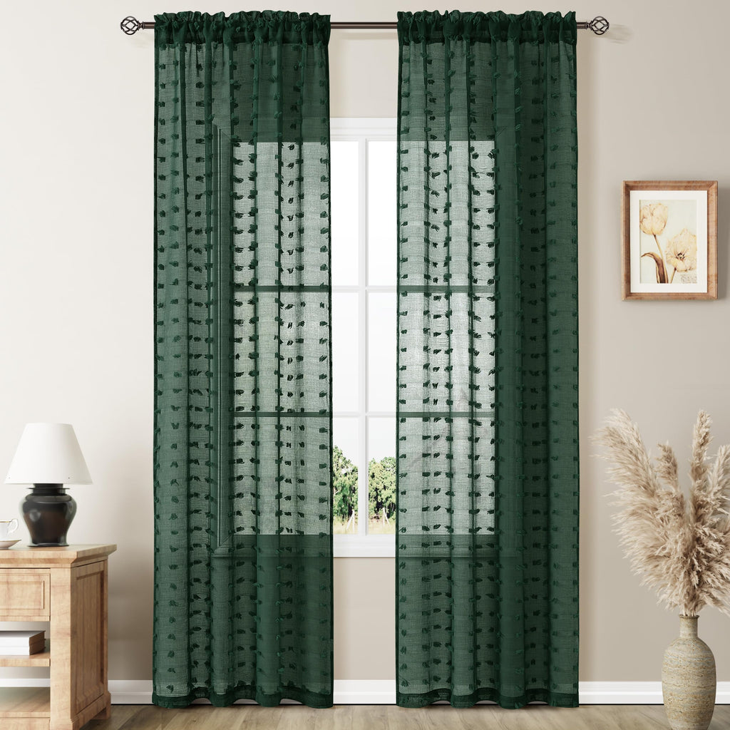 Guken Sheer Curtains 84 Inch Length 2 Panels Sets For Living Room Bedroom 38 Inch Width Farmhouse Boho Drapes Light Filtering Po