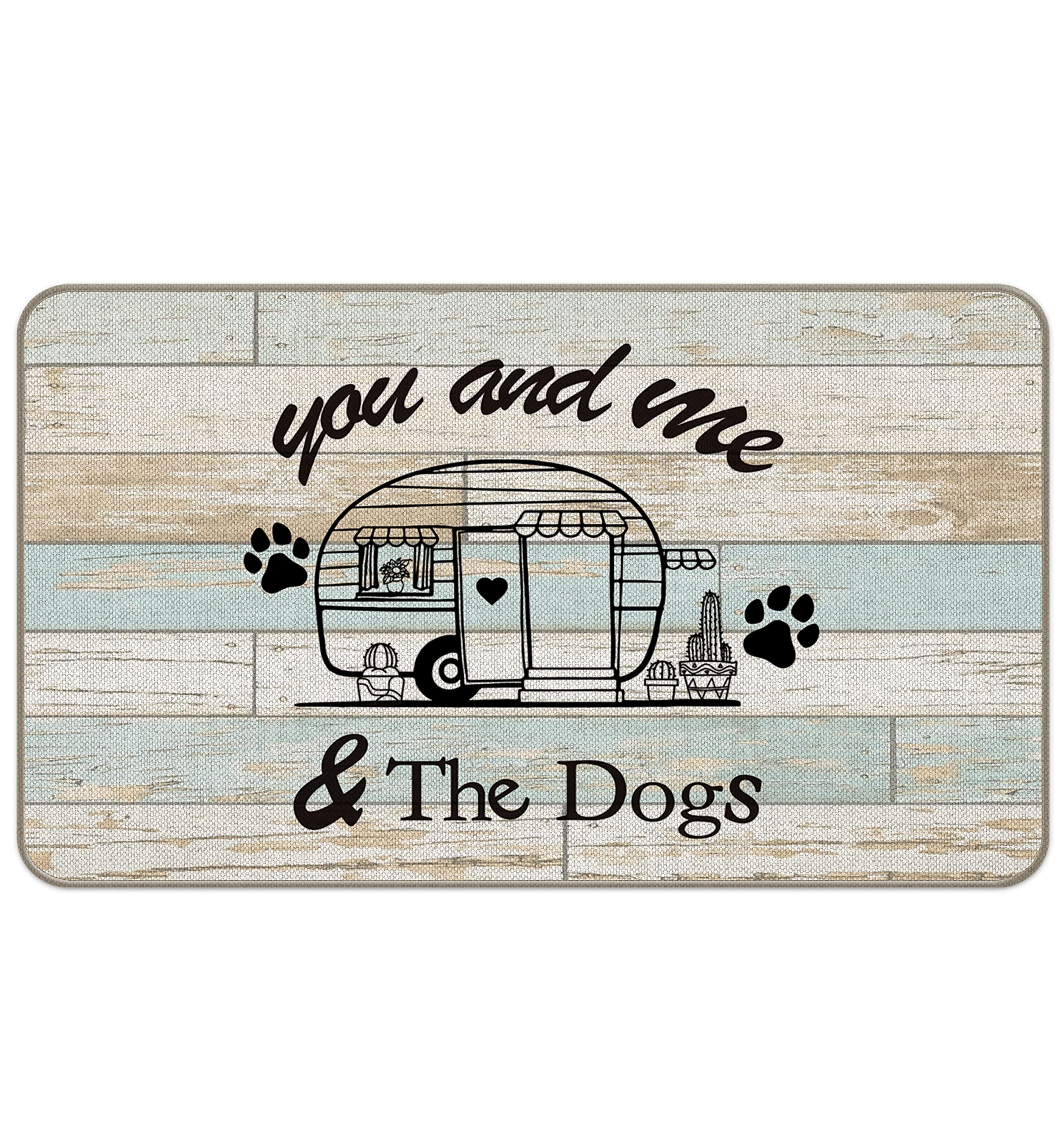 Mixding You And Me And The Dogs Camper Entrance Door Mat 17X30 Inch Doormats Decor, Dog Lover Home Rv Front Door Porch Outdoor I
