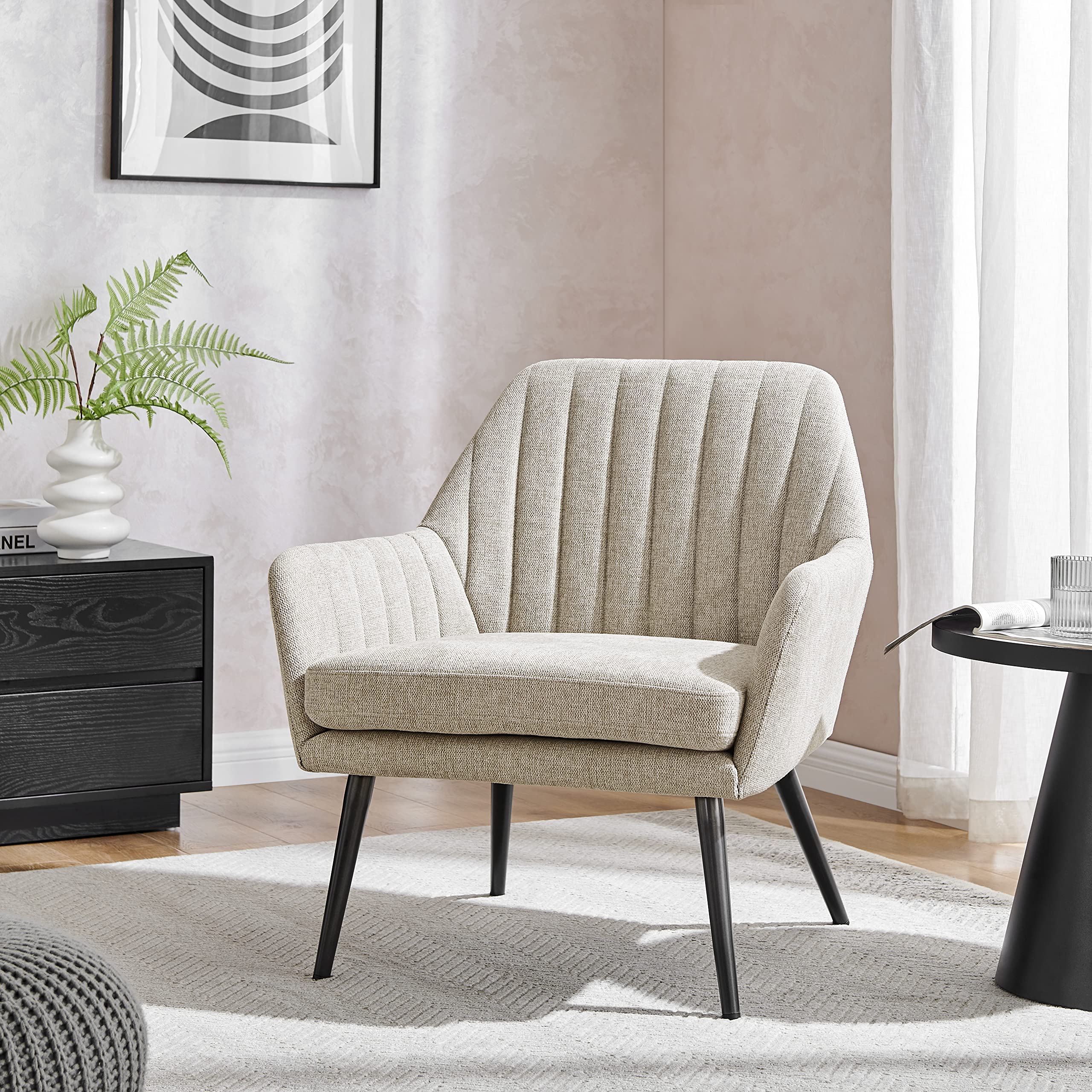 Npd Furniture And More Jolene Fabric Arm, Olympus Cream Accent Chair, Beige