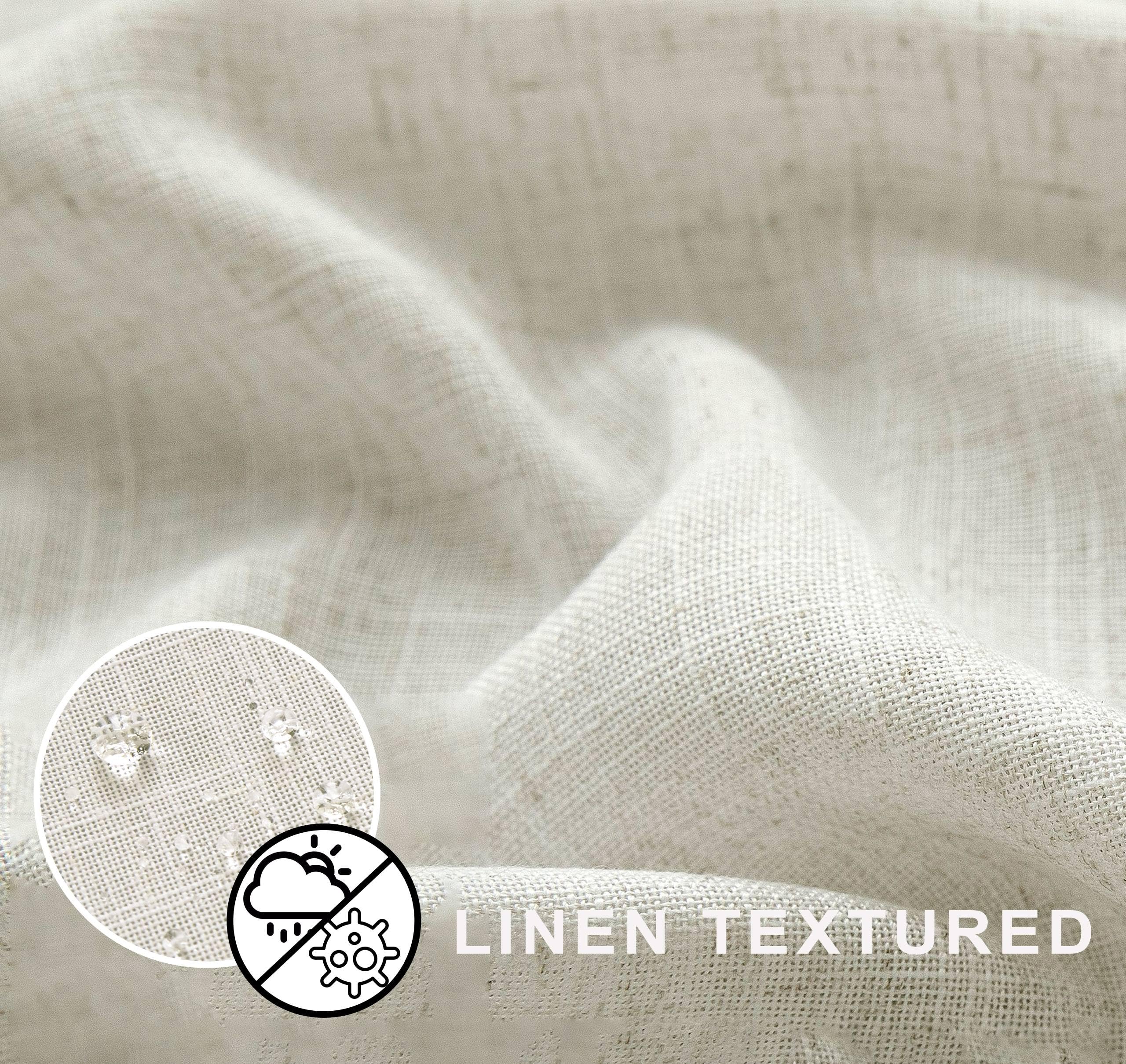 Koufall Natural Waterproof Linen Fabric Shower Curtain For Bathroom 48X72 Inches Long