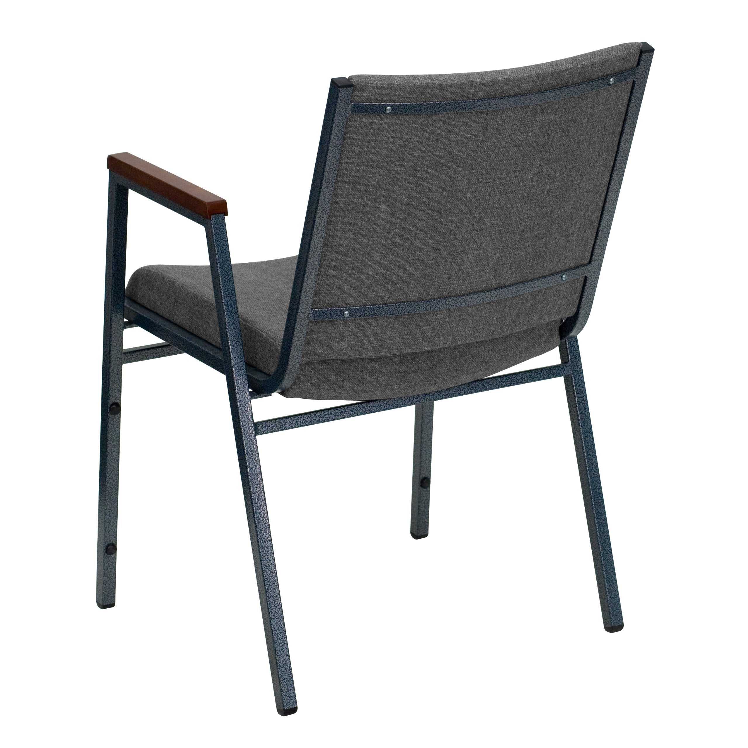 Flash Furniture HERCULES Series Heavy Duty Gray Fabric Stack Chair with Arms and Ganging Bracket