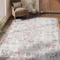jinchan Area Rug 4x6 Washable Rug Vintage Rug Indoor Flodable Thin Rug Retro Accent Rug Distressed Carpet Red Multi Floral Count
