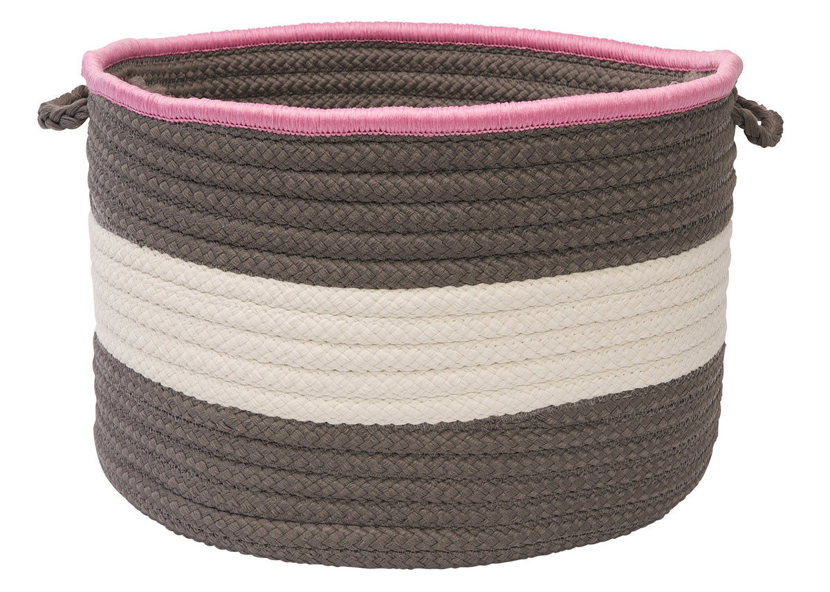 Color Block Round Basket Utility Basket, 14 By 10-Inch, Pink/Gray