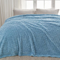 Newcosplay Super Soft King Blanket Blue Premium Silky Flannel Fleece 3D Heart Checkered Lightweight Bed Blanket All Season Use (