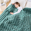 Newcosplay King Blanket For Couch Light Teal Super Soft Flannel Fleece 3D Bubble Lightweight Bed Blanket All Season Use (Light T