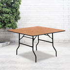 Flash Furniture Gerry 48" Square All-Occasion Wood Folding Event Table, Foldable Square Portable Banquet Table with Wooden Top, Natural