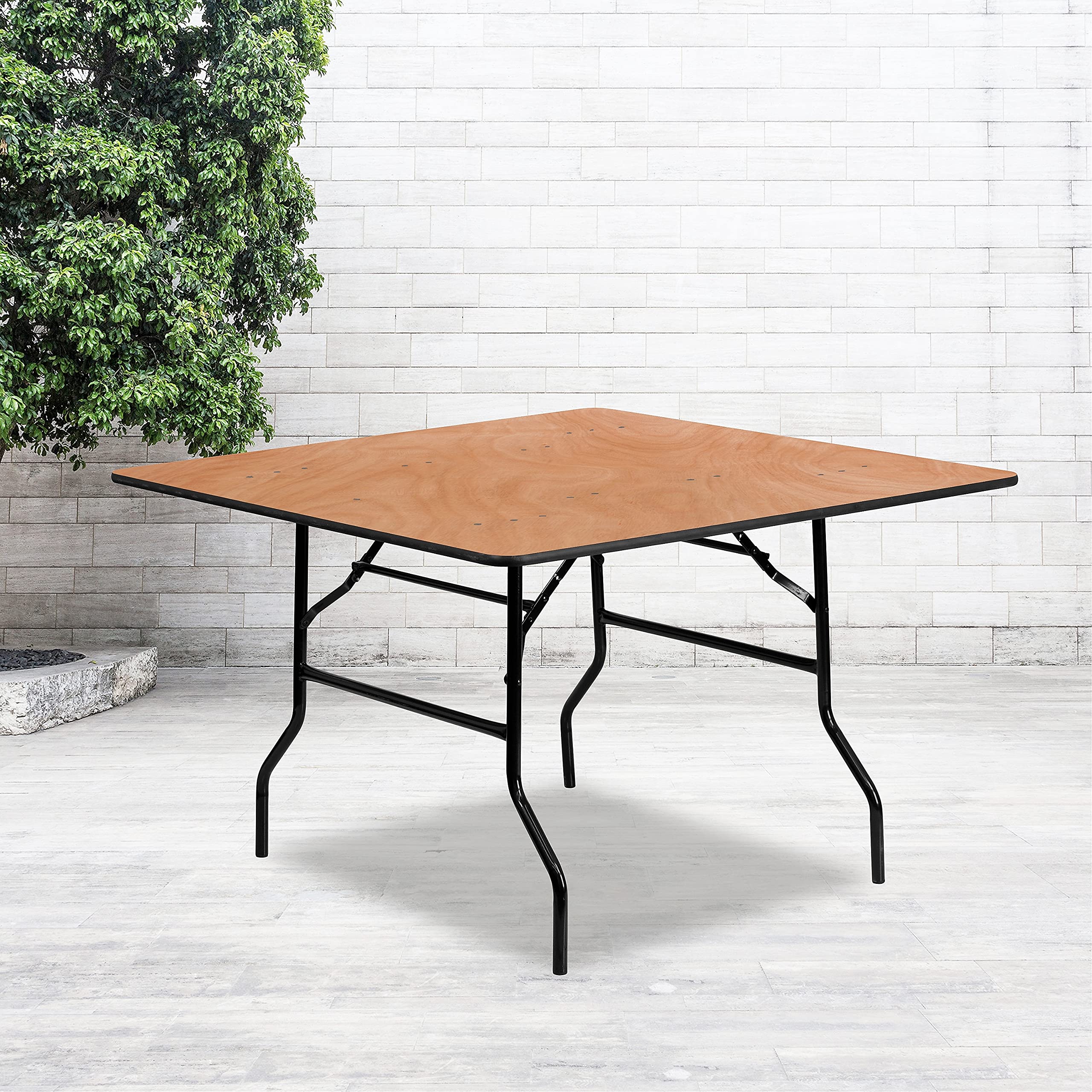 Flash Furniture Gerry 48" Square All-Occasion Wood Folding Event Table, Foldable Square Portable Banquet Table with Wooden Top, Natural