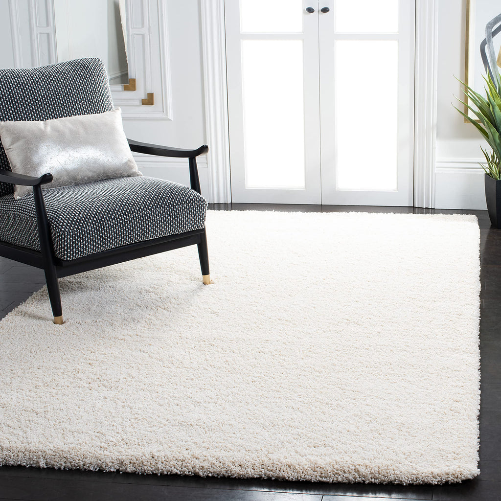 SAFAVIEH Milan Shag Collection Area Rug - 11' Square, Ivory, Solid Design, Non-Shedding & Easy Care, 2-inch Thick Ideal for High