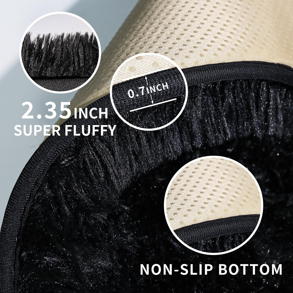 Kchowua Black Rug For Bedroom 3X5 Fluffy Rug For Living Room Thick Machine Washable Plush Carpet For College Dorm Non Slip Soft