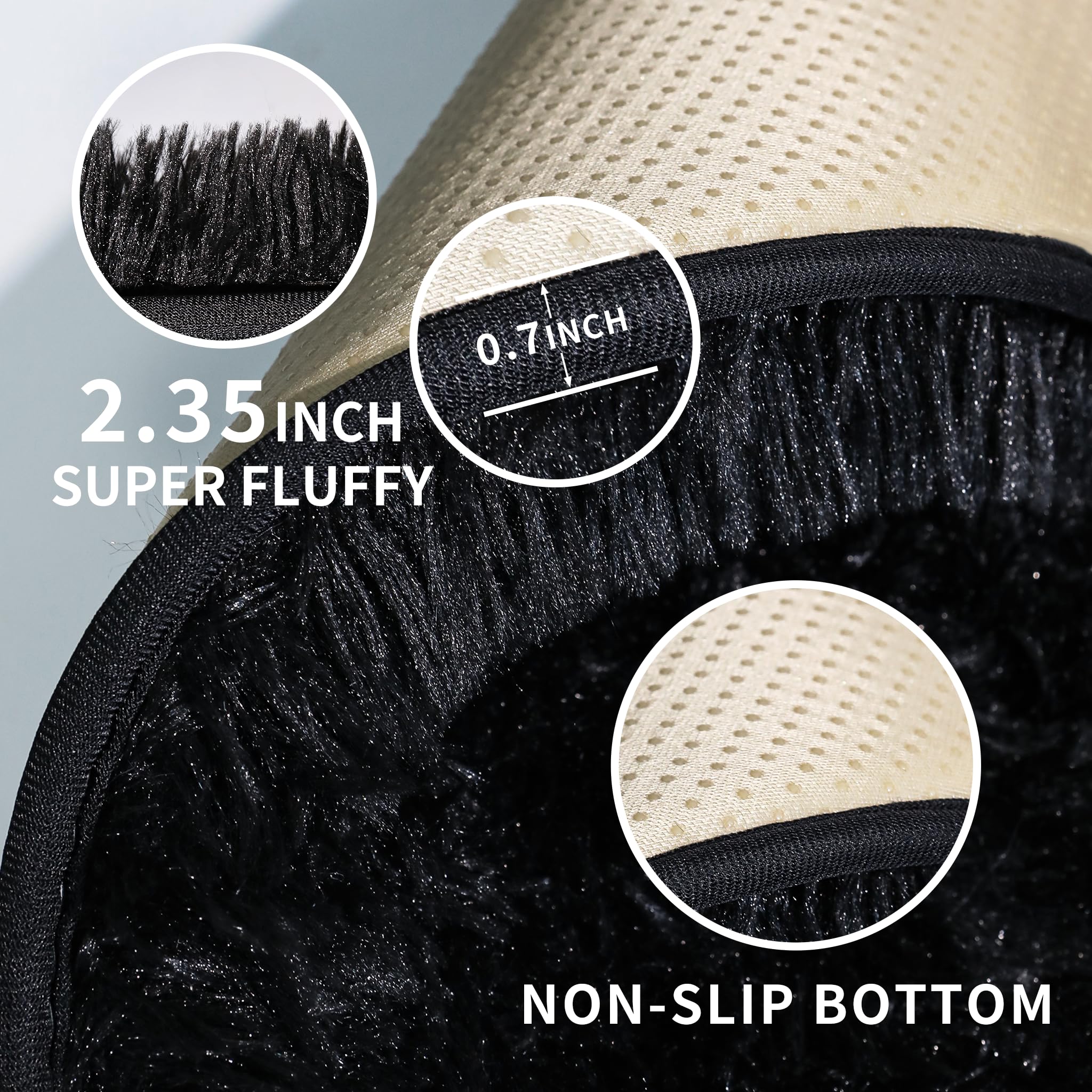 Kchowua Black Rug For Bedroom 3X5 Fluffy Rug For Living Room Thick Machine Washable Plush Carpet For College Dorm Non Slip Soft
