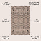 Jonathan Y Smb108D-6R Ourika Moroccan Geometric Textured Weave Indoor/Outdoor Area Rug, Bohemian, Scandinavian For Bedroom, Kitchen, Living Room, Easy-Cleaning, Natural/Black, 6' Round