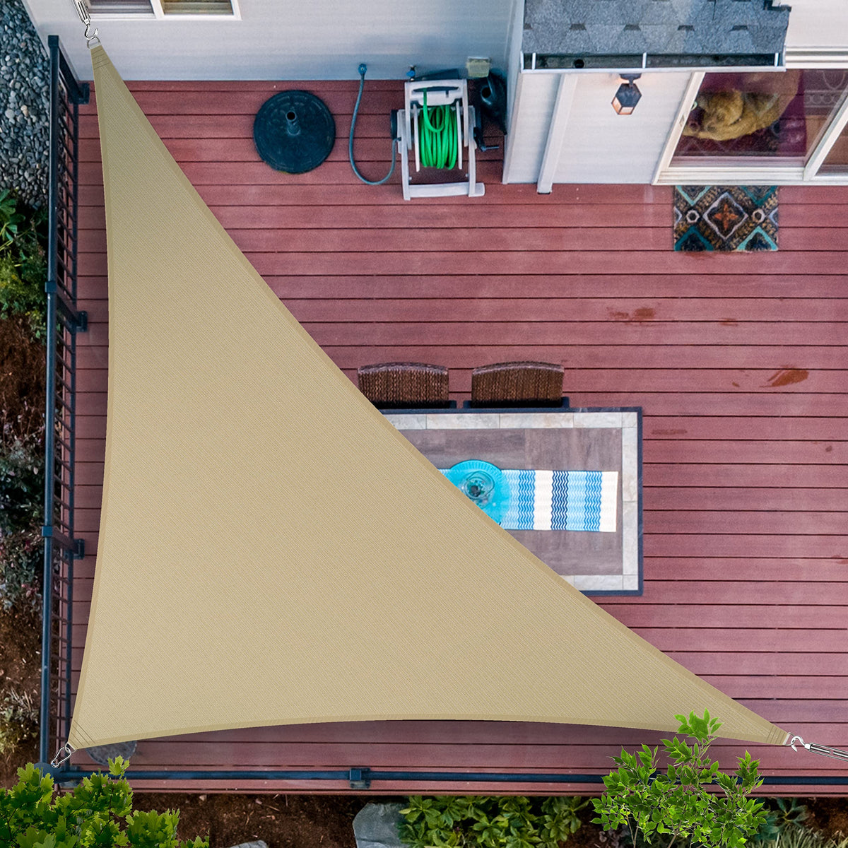 Shademart 19' X 24' X 30.6' Sand Beige Sun Shade Sail Upf50 Right Triangle Smtaprt20 Canopy Fabric Cloth Screen, Water Air Perme