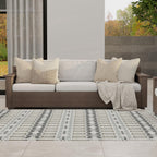 Mad Mats Geometric Outdoor Rug, Reversible Plastic Mat (2.5' X 6', Grey/White)