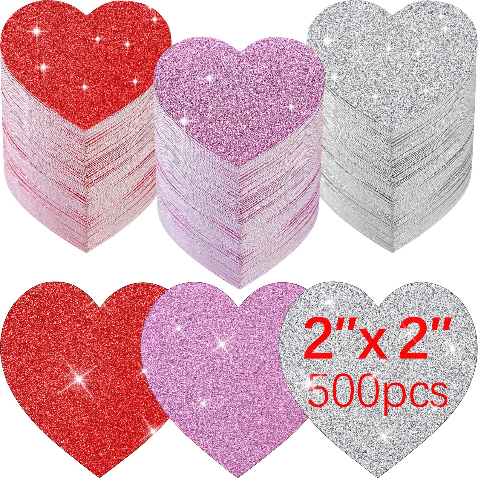 Tatuo 500 Pcs Valentine'S Day Heart Cutouts Small 2' Paper Hearts Cut Outs Heart Shaped Paper Die Cuts For Valentine'S Day Bull