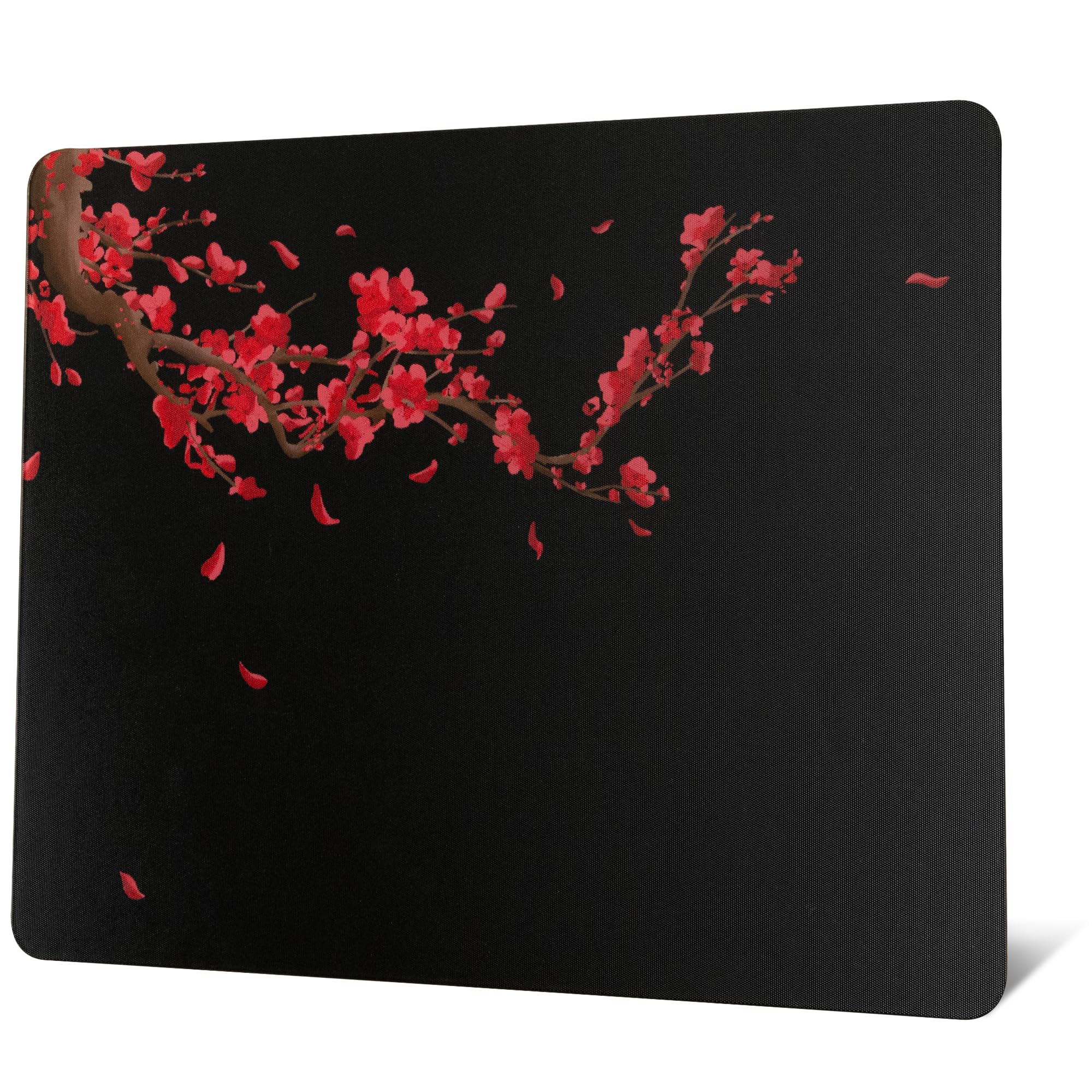 Glass Gaming Mouse Pad, Black Plum Blossoms Hard Mousepads For Gaming,Professional Large Mouse Mat 410Mm*310Mm, Special Glass Su