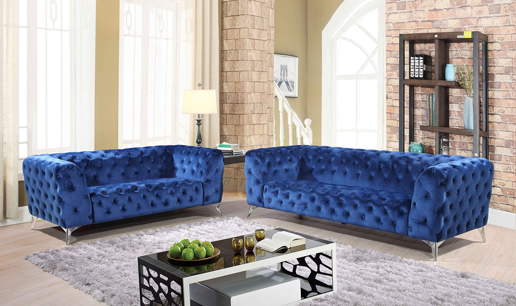 Best Quality Furniture Loveseat Only, Navy Blue