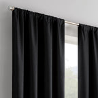 Eclipse Kendall Modern Blackout Thermal Rod Pocket Window Curtain For Bedroom Or Living Room (1 Panel), 42 X 63, Black