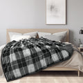 Pavilia Dark Grey Plaid Sherpa Throw Blanket For Couch Twin, Soft Plush Flannel Blanket & Throws For Bed Sofa, Warm Cozy Winter