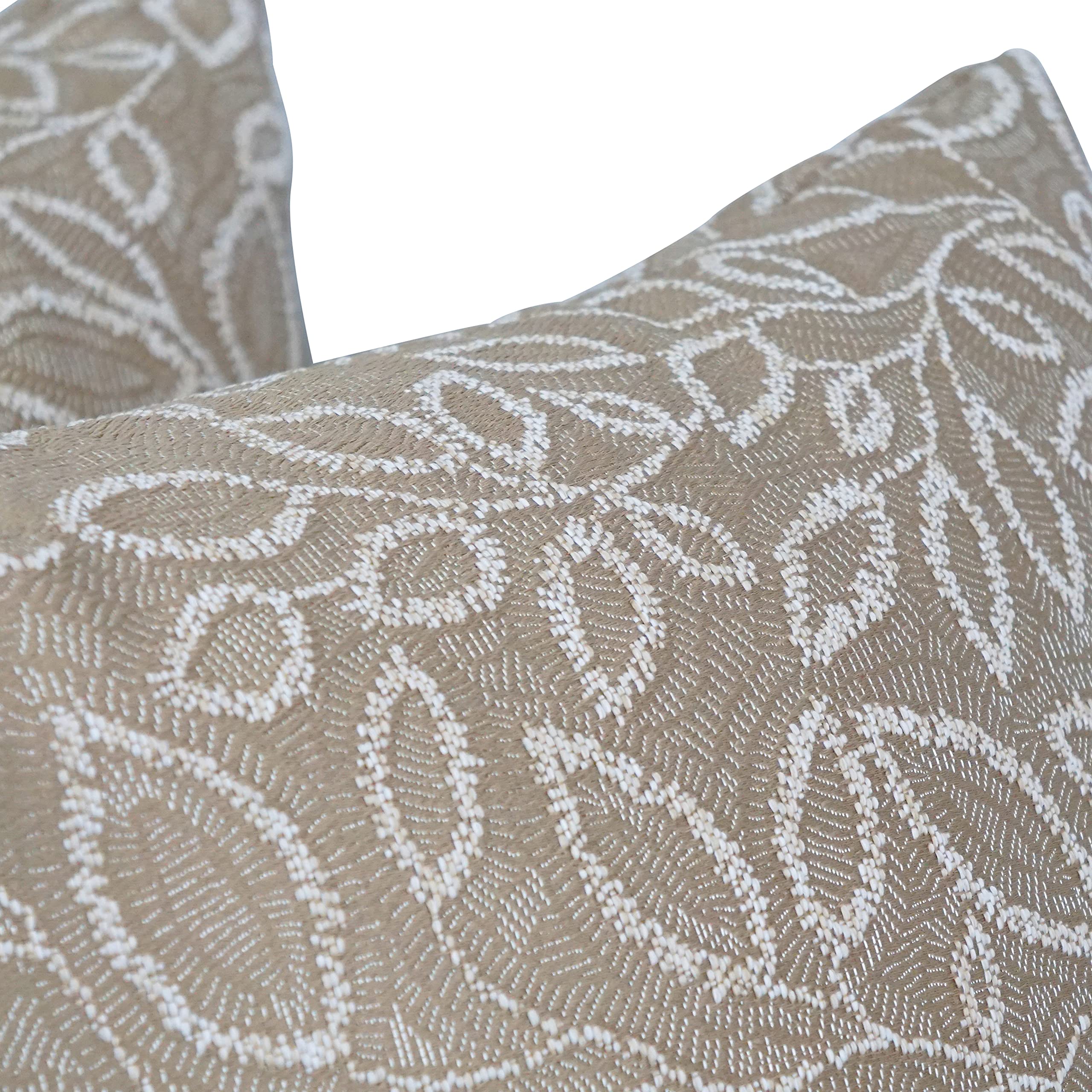 Blazing Needles Square Polyester Jacquard Throw Pillows, 17&quot;, Florian Camel 2 Count