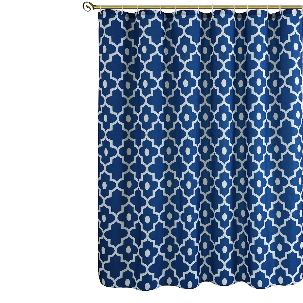Biscaynebay Textured Fabric Shower Curtains 72' X 72', Indigo Morocco Pearl Printed Bathroom Curtains Machine Washable