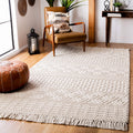 SAFAVIEH Natura Collection Accent Rug - 3 x 5, Ivory, Handmade Moroccan Boho Wool Fringe, Ideal for High Traffic Areas in Entr