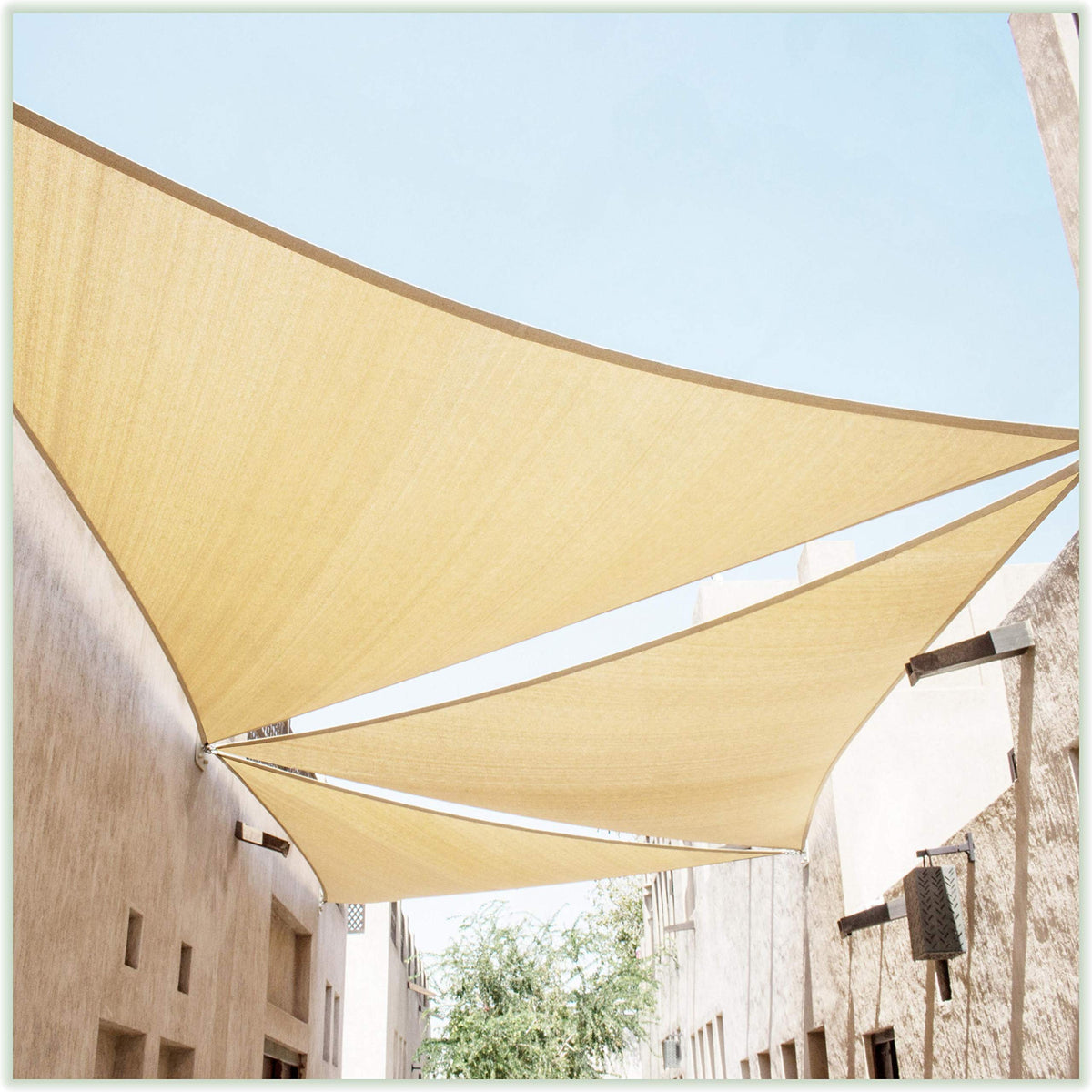 Colourtree Tapt20 Custom Size Order To Make 16' X 16' X 22.6' Beige Right Triangle Sun Shade Sail Canopy Mesh Fabric Uv Block Up