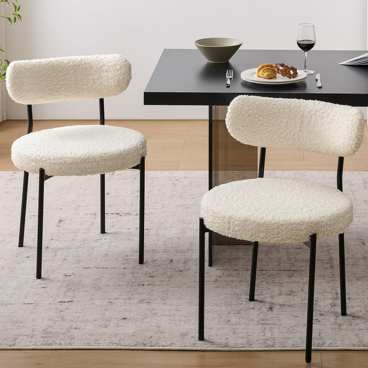 Coolazy Dining Chairs Set Of 2 - Modern Black And White Kitchen & Dining Room Chairs - Comfortable Upholstered Dining Chair Set