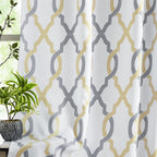 Ugoutry Full Blackout Curtains, Yellow Grey Moroccan Tile Curtains 84 Inches Long For Bedroom, Geometric Quatrefoil Pattern Curt