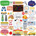 Konsait 46Count Back to School Photo Booth Props, First Day of School Welcome Decorations,Apple Pencil Stationery Chalkboard Dec