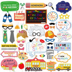 Konsait 46Count Back to School Photo Booth Props, First Day of School Welcome Decorations,Apple Pencil Stationery Chalkboard Dec