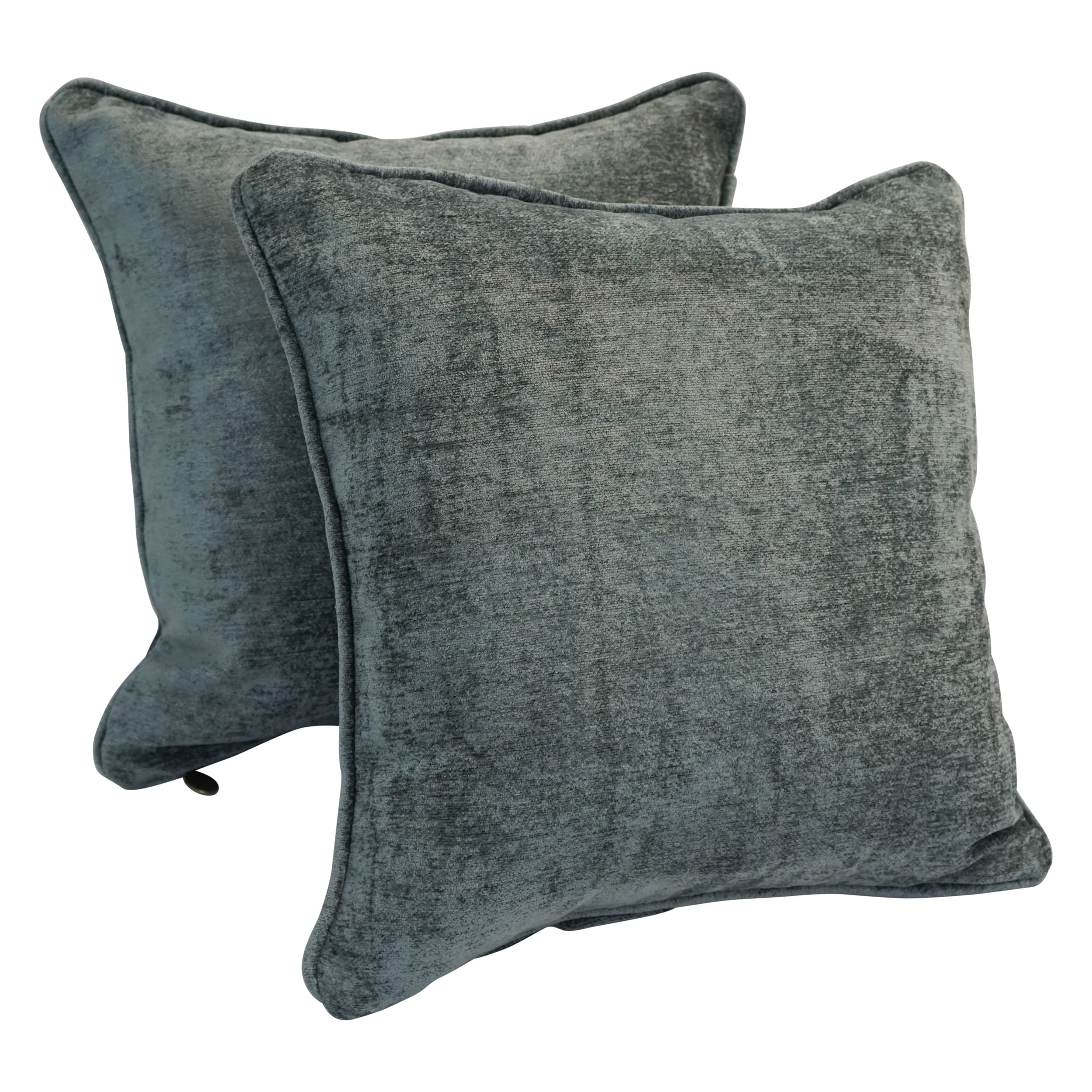 Blazing Needles Corded Square Jacquard Chenille Throw Pillow, 18", Grey Solid 2 Count