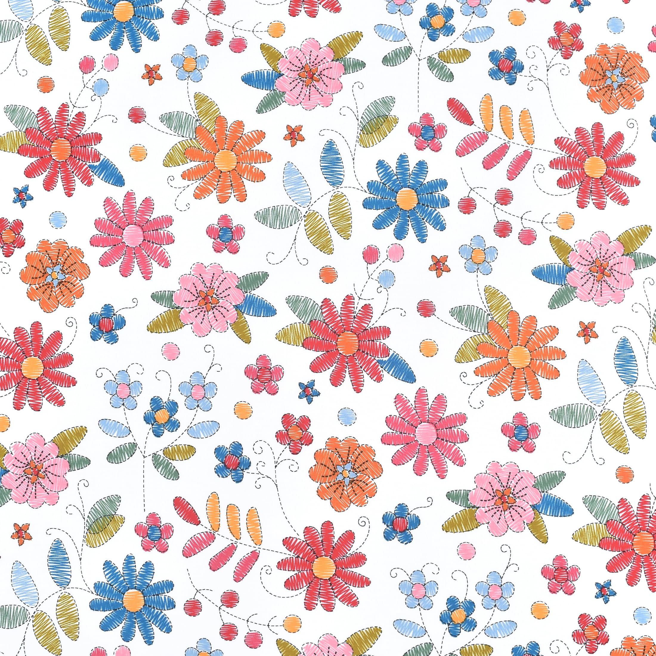 Scientific Sleep Twin Bed Sheet Set, 100% Cotton, Colorful Floral Design, 3 Pcs Includes Flat & Fitted Sheet, Pillowcase, Kids Bedding