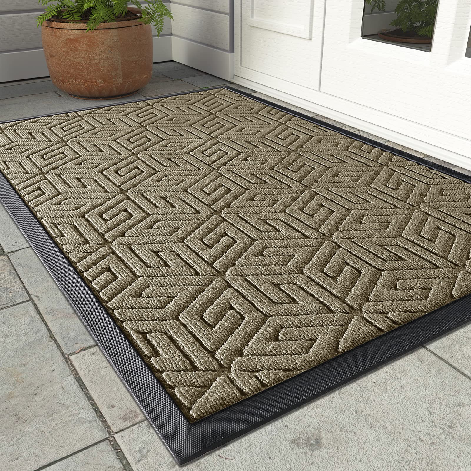 Yimobra Sturdy Front Door Mat, Heavy Duty Doormat For Outdoor Indoor, Non Slip Rubber Floor Mat For Entry, Easy Clean, Waterproo