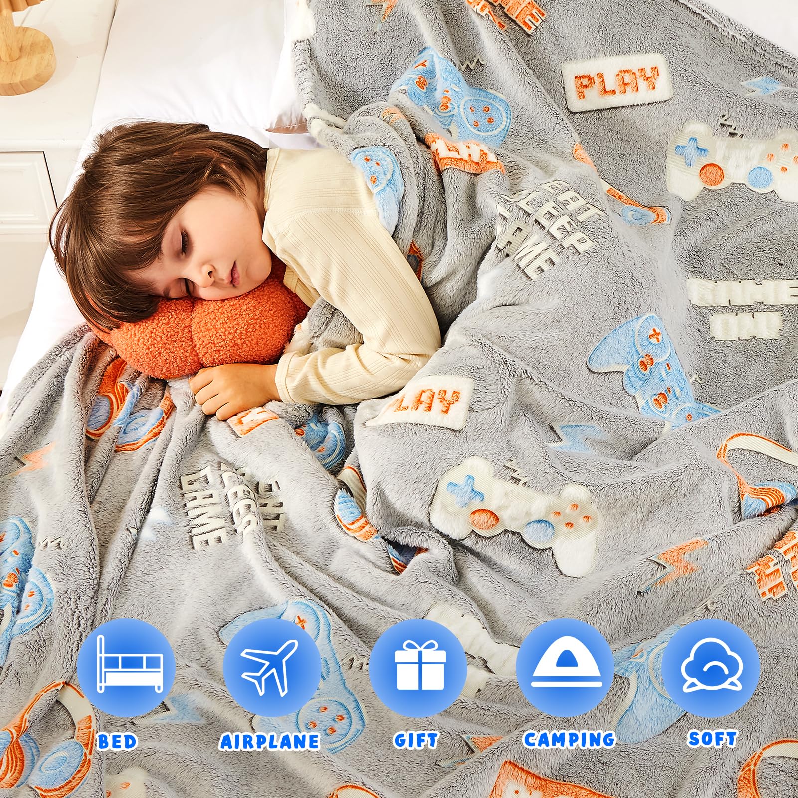 Inhand Glow In The Dark Blanket Gaming Controller Kids Throw Blanket Gamer Gift Toys For Kids Boys Game Gamepad Presents Birthda