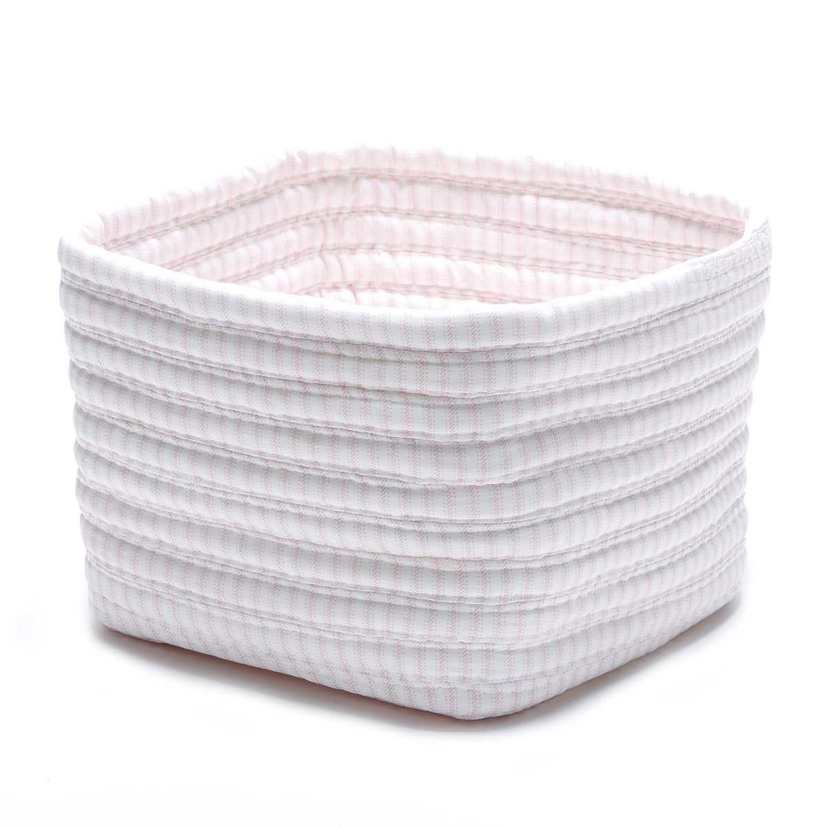 Ticking Shelf Storage Square Basket, 11 By 11 By 8-Inch, Pink