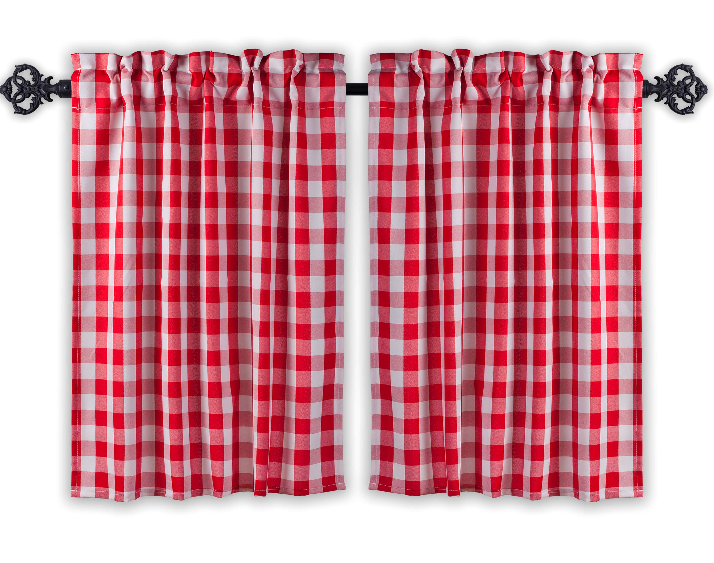 Aiking Home Tiers Small Window Treatment Curtain - 2-Panels Picnic Checkered Pattern Kitchen Curtain Tiers With 2.5-Inch Rod Poc