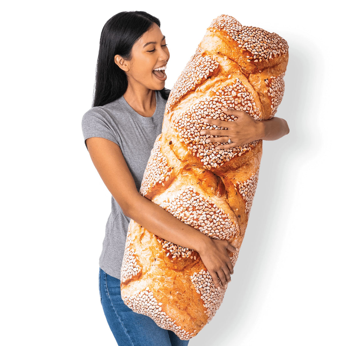 Much Comfort 42' 3D Seeded Baguette Throw Pillow - Made With Super Soft, Ultra Premium Fabric - Cute, Comfortable, Plush, Stuff