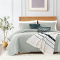 Roaringwild King Size Quilt Bedding Sets With Pillow Shams, Sage Green Lightweight Bedspread Coverlet, Quilted Blanket Thin Comf