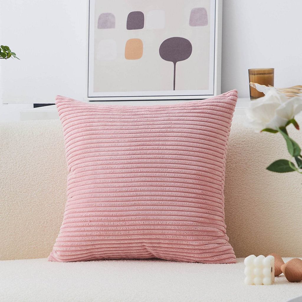 Home Brilliant Pink Pillow Cover 24X24 Euro Sham Covers Striped Corduroy Velvet Large Throw Pillows For Couch Cushion Cover For