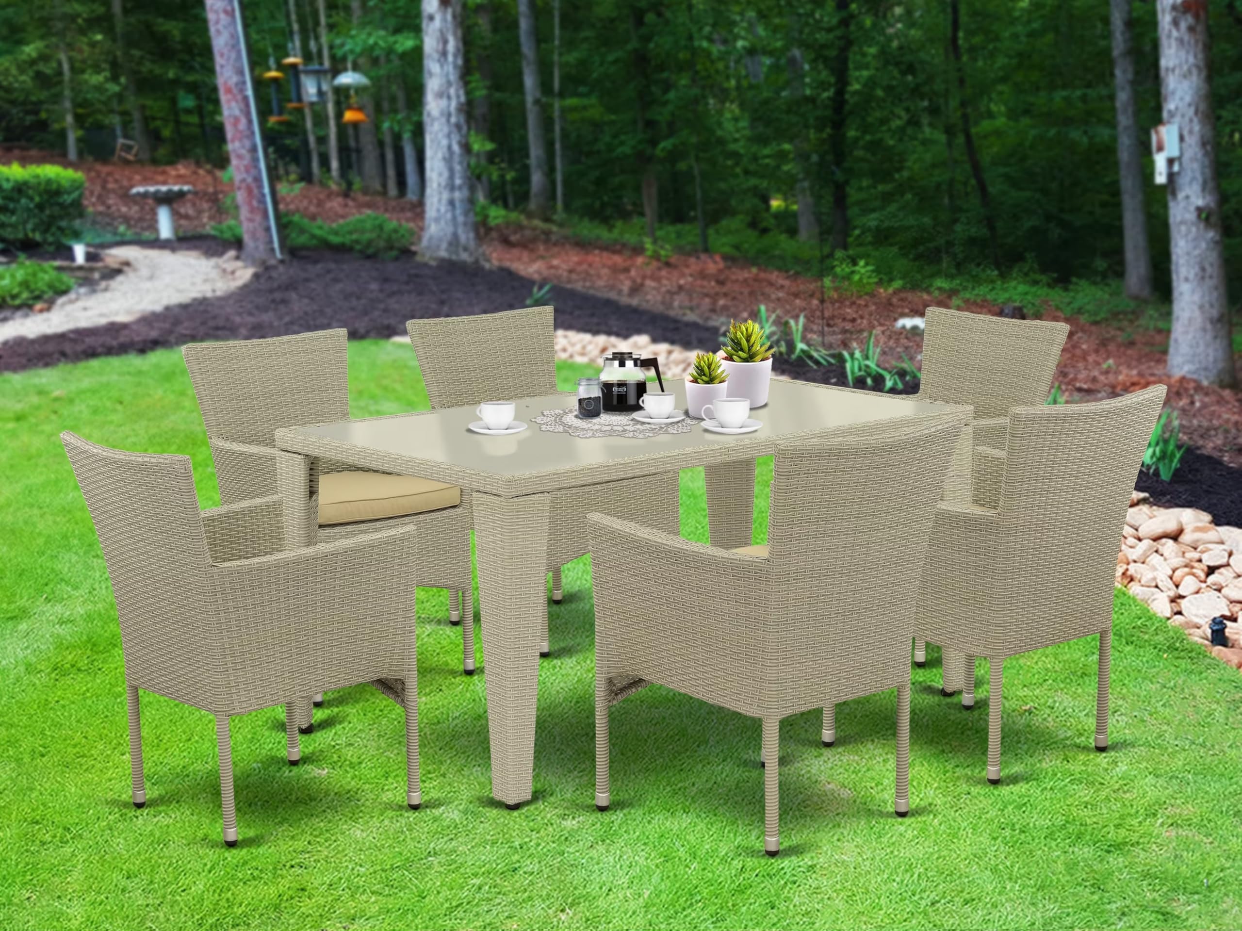 East West Furniture Gudhjem Outdoor Patio Conversation Set - Thumbnail 2