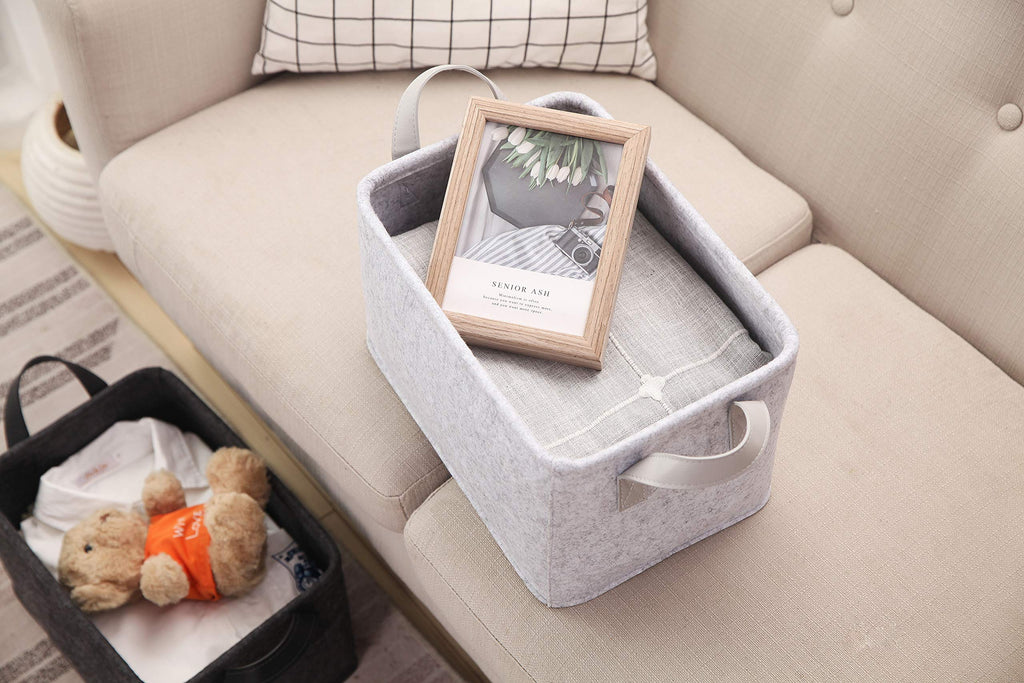 Minoisome Collapsible Storage Basket With Carry Handles Felt Fabric Storage Bin Durable Organizer For Gift Toys Shoes Clothes To