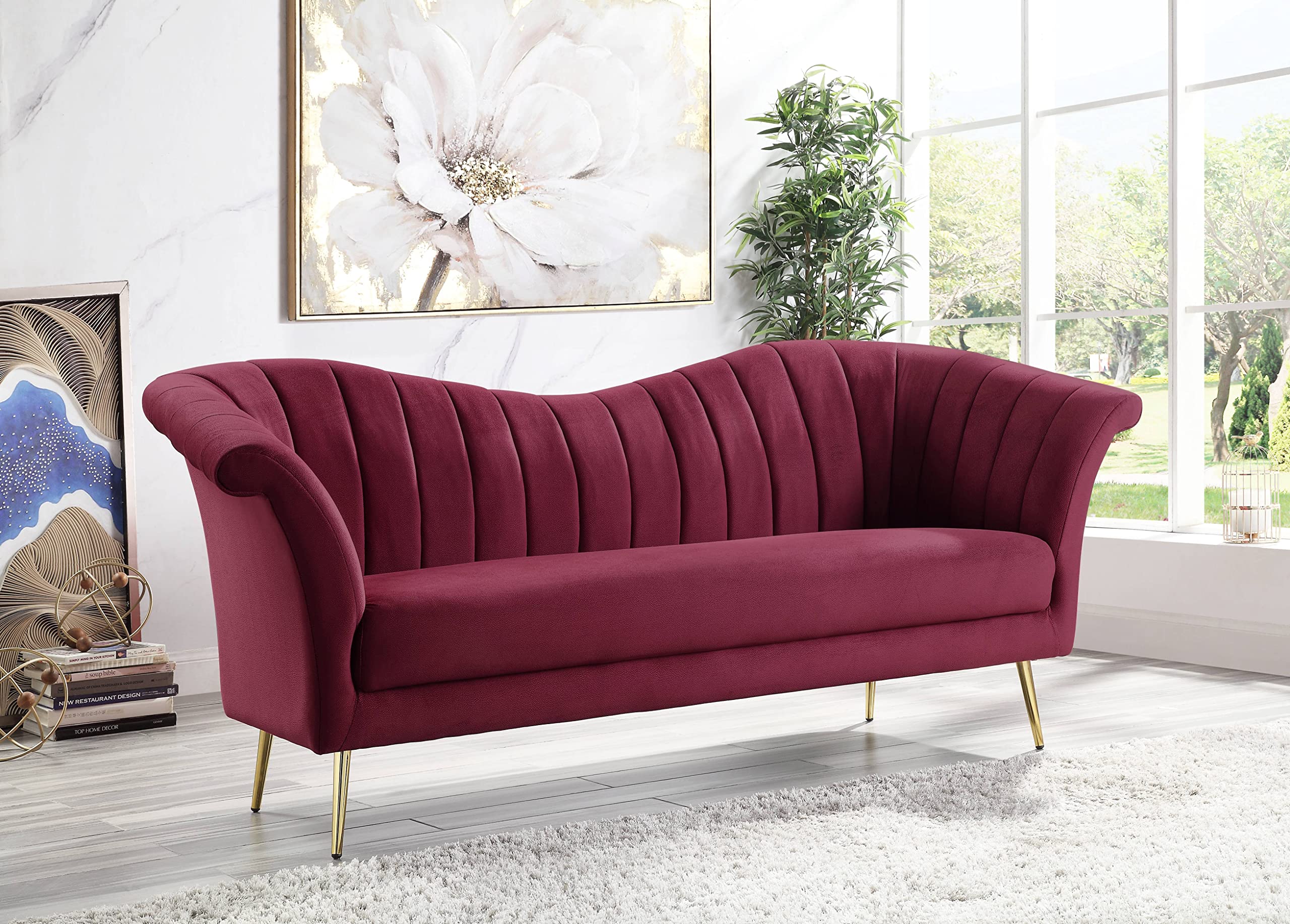 Acme Callista Velvet Upholstered Sofa in Red