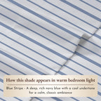 California Design Den California King Sheet Stripe, 100% Organic Cotton Percale Sheets, Deep Pocket Cal King Size Sheets & Pillowcase Set - Blue Stripe